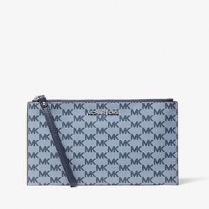 NWT Michael Kors Jet Set Logo Coated Canvas Pouch MK Clutch Wristlet